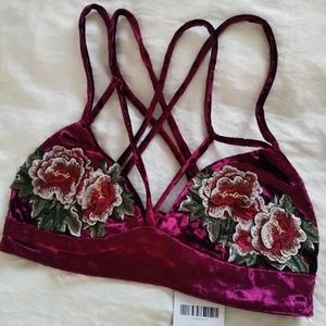 velvet embroidered bralette